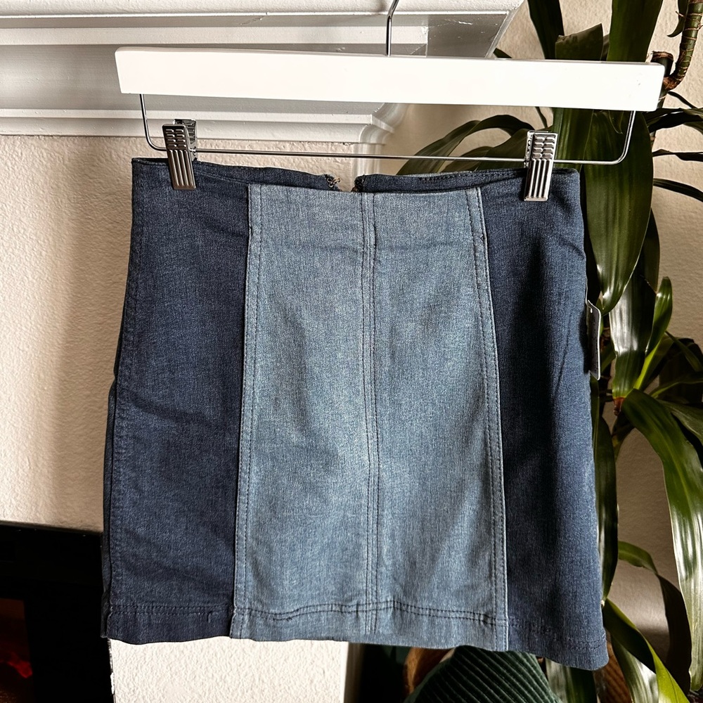 Free People denim paneled mini Skirt